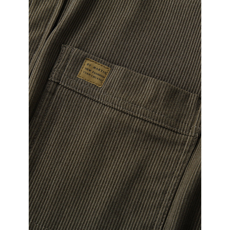 Herren Cord-Overshirt im Worker-Look mit Druckknopfleiste und aufgesetzter Brusttasche Chichicherry
