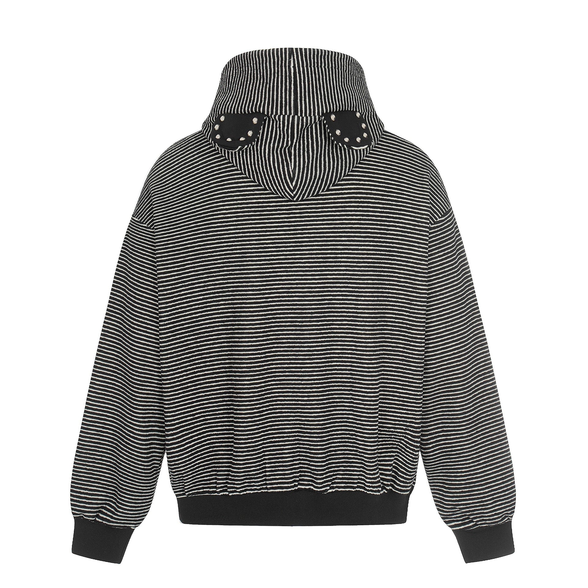 Unisex Striped Zip-Up Hoodie Sweatshirt with Textured Surface Chichicherry