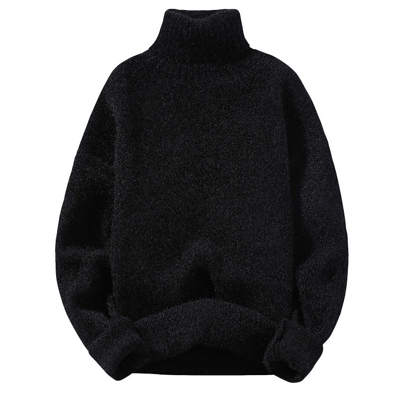 Men's turtleneck sweater made of boucle fine knit with ribbed cuffs Chichicherry