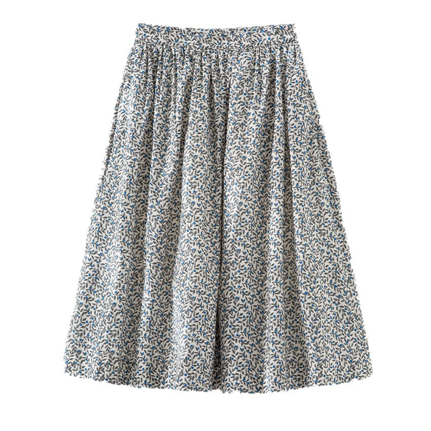 Women's midi skirt with pleated look, gathered waistband and floral print Chichicherry