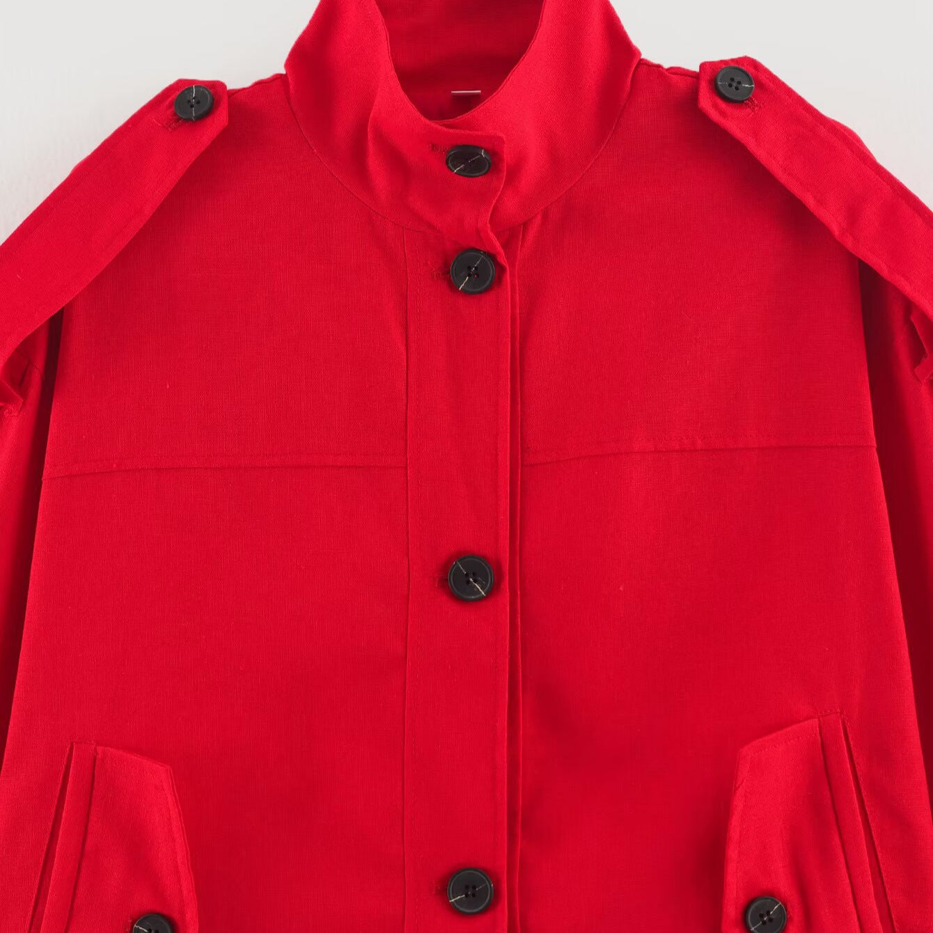 Women's short utility-style jacket with stand-up collar and shoulder patches Chichicherry