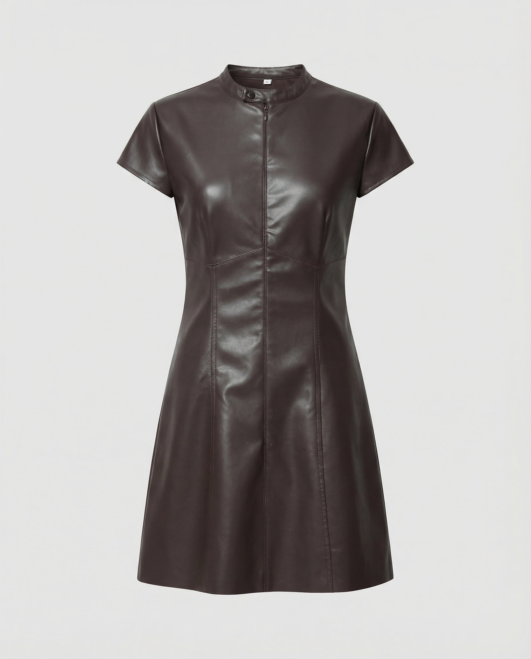 Women's Dress Leather Look Stand-Up Collar