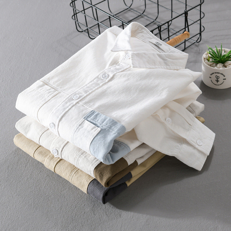 Men's Lightweight Cotton Overshirt with Contrast Chest Pocket and Relaxed Fit Chichicherry