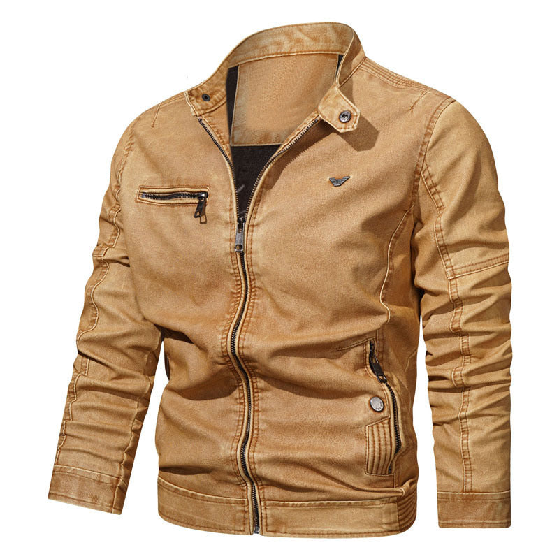 Men's denim bomber jacket in vintage look with zipper and sleeve padding Chichicherry