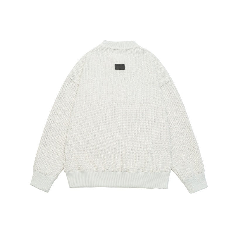 Unisex Boxy Knit Sweater with chunky ribbed texture and round neck Chichicherry