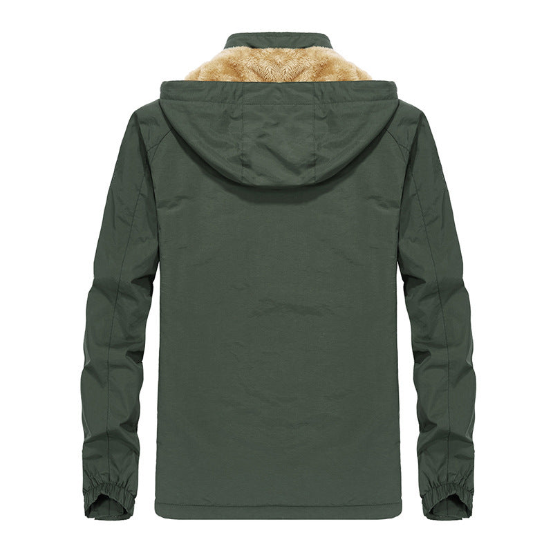 Men's hooded outdoor jacket with teddy fleece lining, windproof shell and multiple pockets Chichicherry