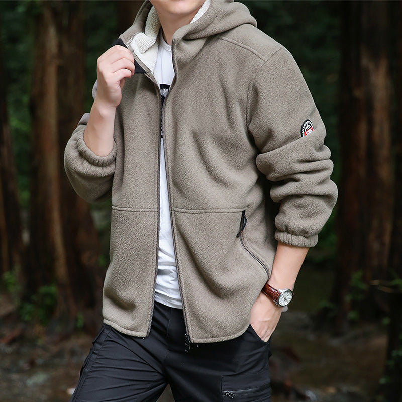 Men's outdoor fleece jacket with hood, full zip and zip pockets Chichicherry