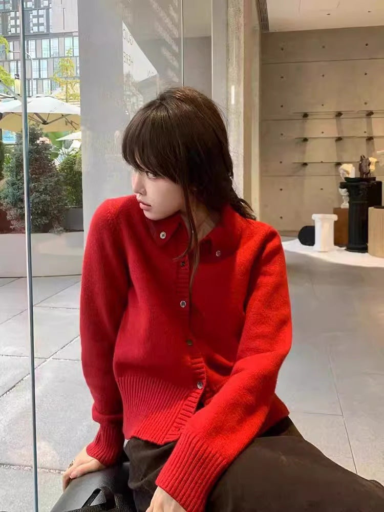 Women's short cardigan with boxy silhouette and extra soft cashmere look Chichicherry