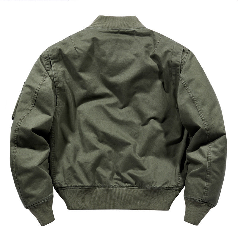 Men's Canvas Bomber Jacket in Utility Style with Arm Pocket and Large Flap Pocket Design Chichicherry