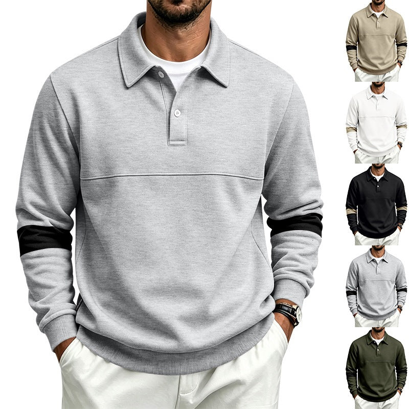Men's polo shirt sweater with chest seam and contrast stripes on the sleeves Chichicherry