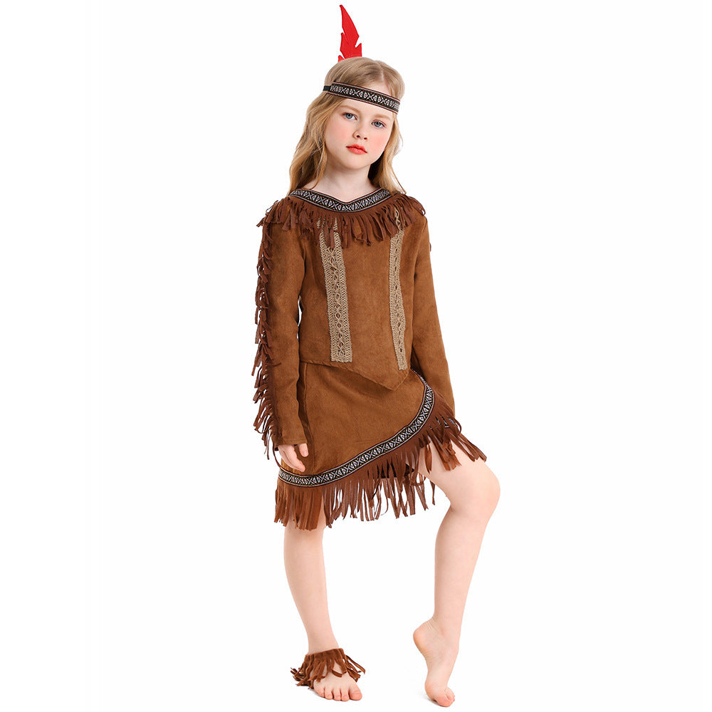 Girl Indian costume with fringes and embellished details Chichicherry