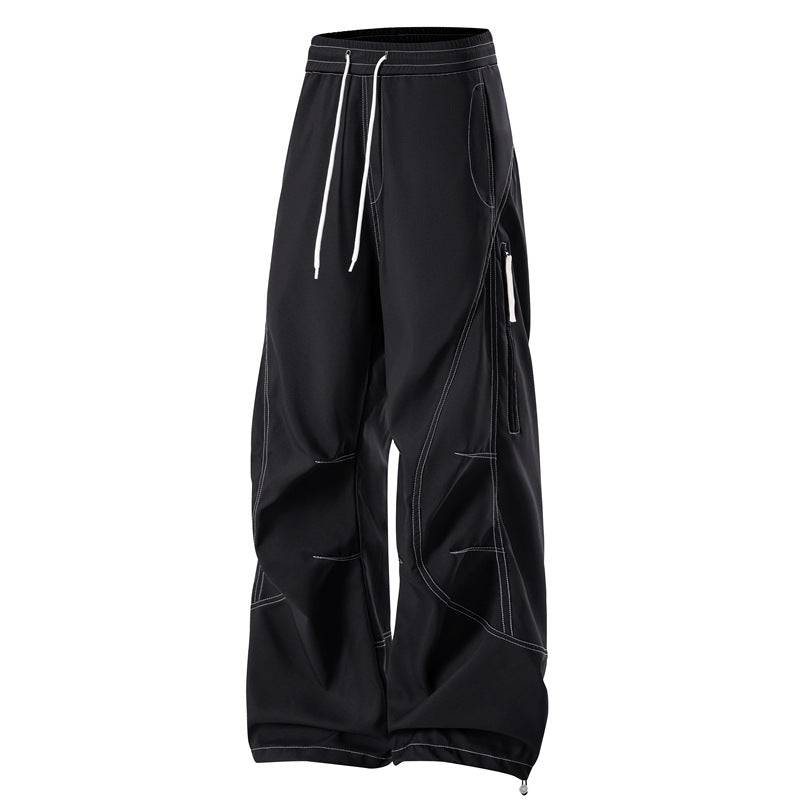 Men's Baggy Cargo Pants with Elastic Waistband, Multifunctional Pockets, and Adjustable Hem Chichicherry