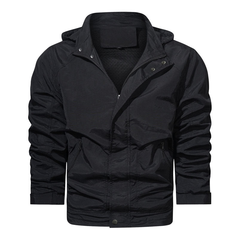 Men's Light Field Jacket with Hood, windproof shell and zippered pockets Chichicherry