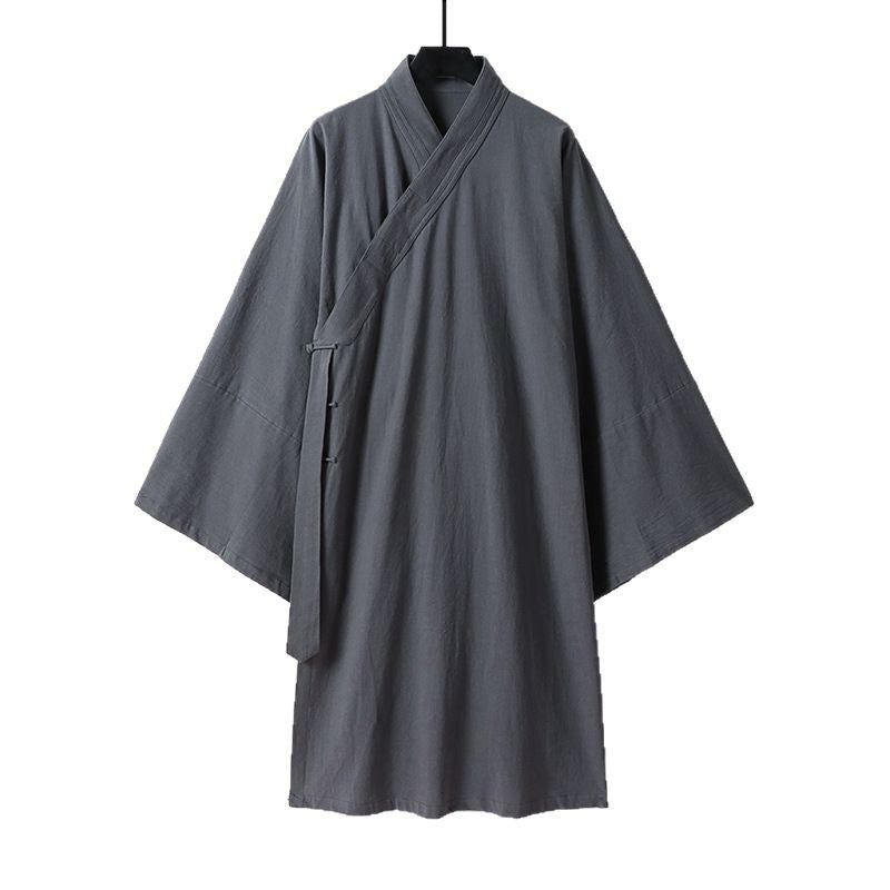 Unisex Asian inspired oversized kimono jacket with trumpet sleeves and small toggle closure Chichicherry