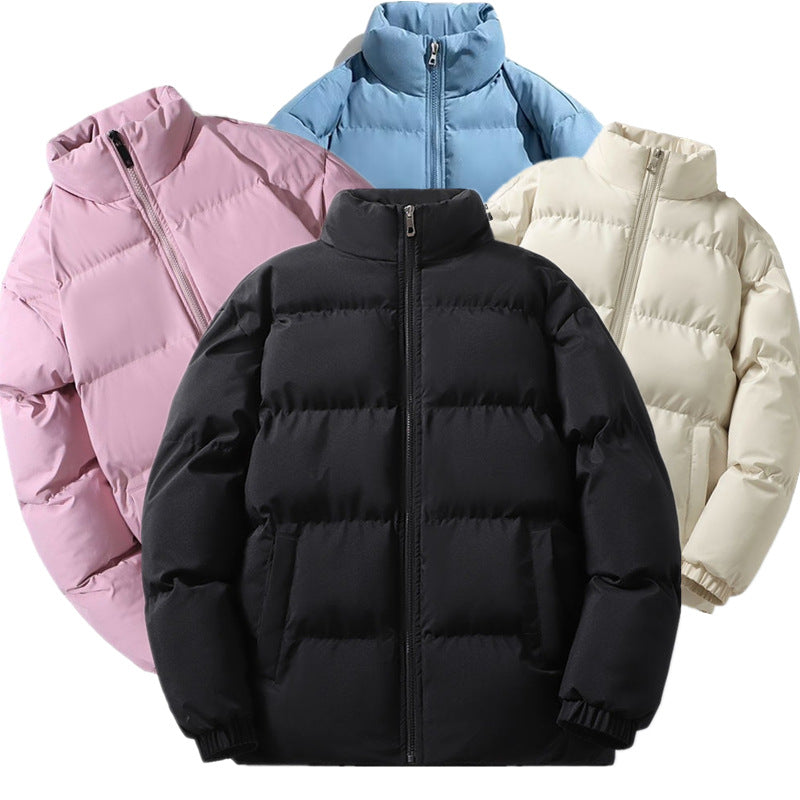 Women's Short Cut Thermal Puffer Jacket with Stand-Up Collar and Minimalist Zipper Front Chichicherry