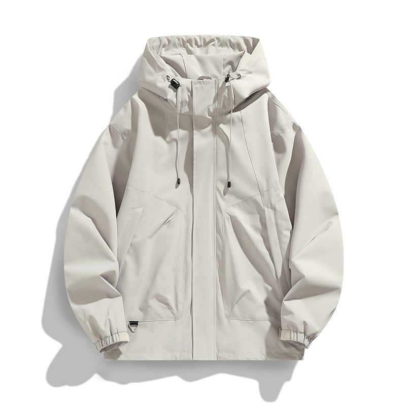 Men's Lightweight Wind and Water Resistant Hooded Jacket in Urban Utility Style with Concealed Zipper Placket Chichicherry