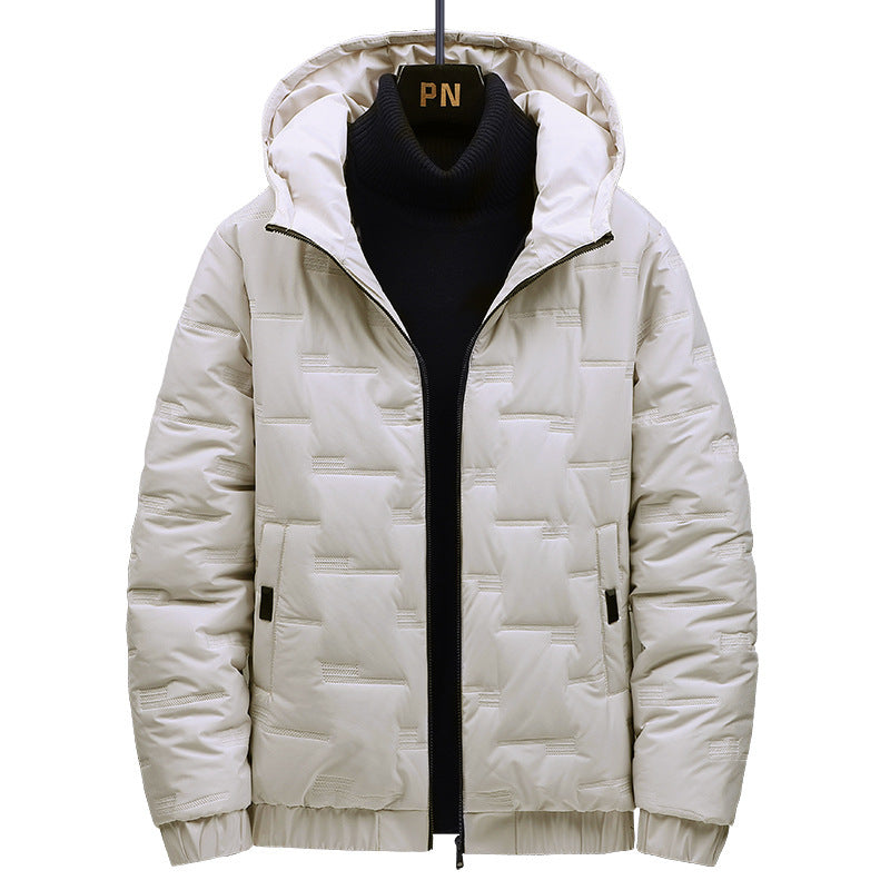 Men's padded hooded jacket with quilted structured pattern and high-closing zipper Chichicherry