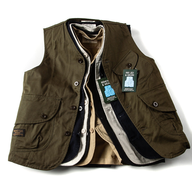 Herren Utility‑Weste mit mehreren Pattentaschen aus robustem Canvas Chichicherry