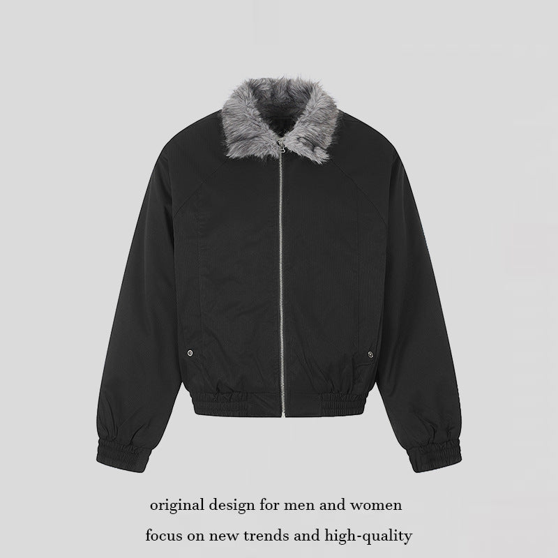Women’s cropped bomber jacket with faux fur collar and elastic waistband Chichicherry