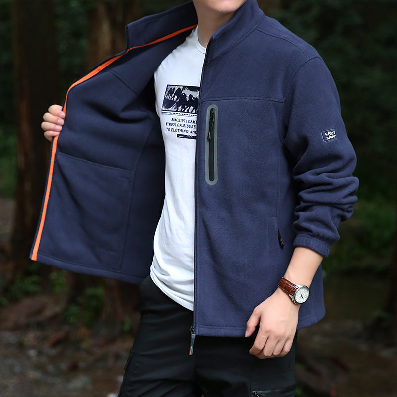 Men's fleece outdoor jacket with full zip, high collar, and water-repellent zip pocket Chichicherry