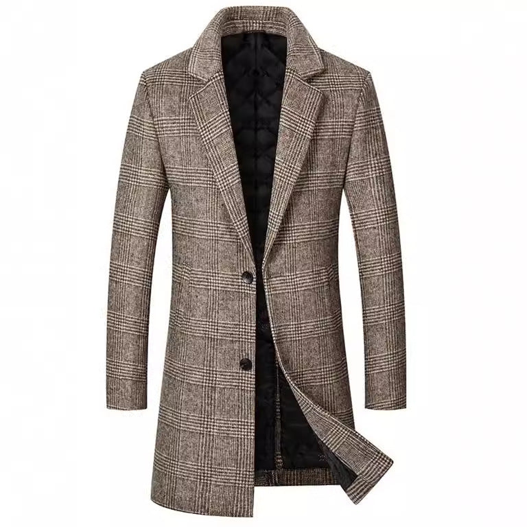 Herren Wollblendmantel im Glencheck mit schlanker langer Silhouette Chichicherry