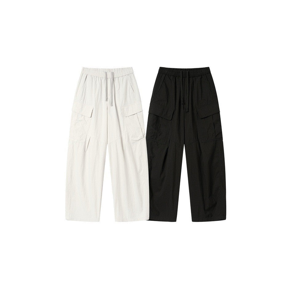Women's Wide Cargo Culottes with Elastic Drawstring Waist and Flap Pockets
