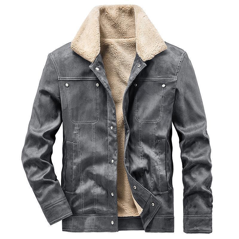 Men's teddy-lined canvas pilot-style jacket with contrast stitching Chichicherry