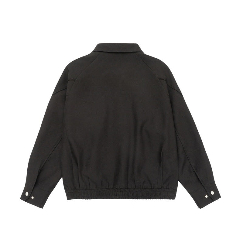 Men's Boxy Transitional Jacket with Shirt Collar, Raglan Sleeves, and Zipper Pockets Chichicherry
