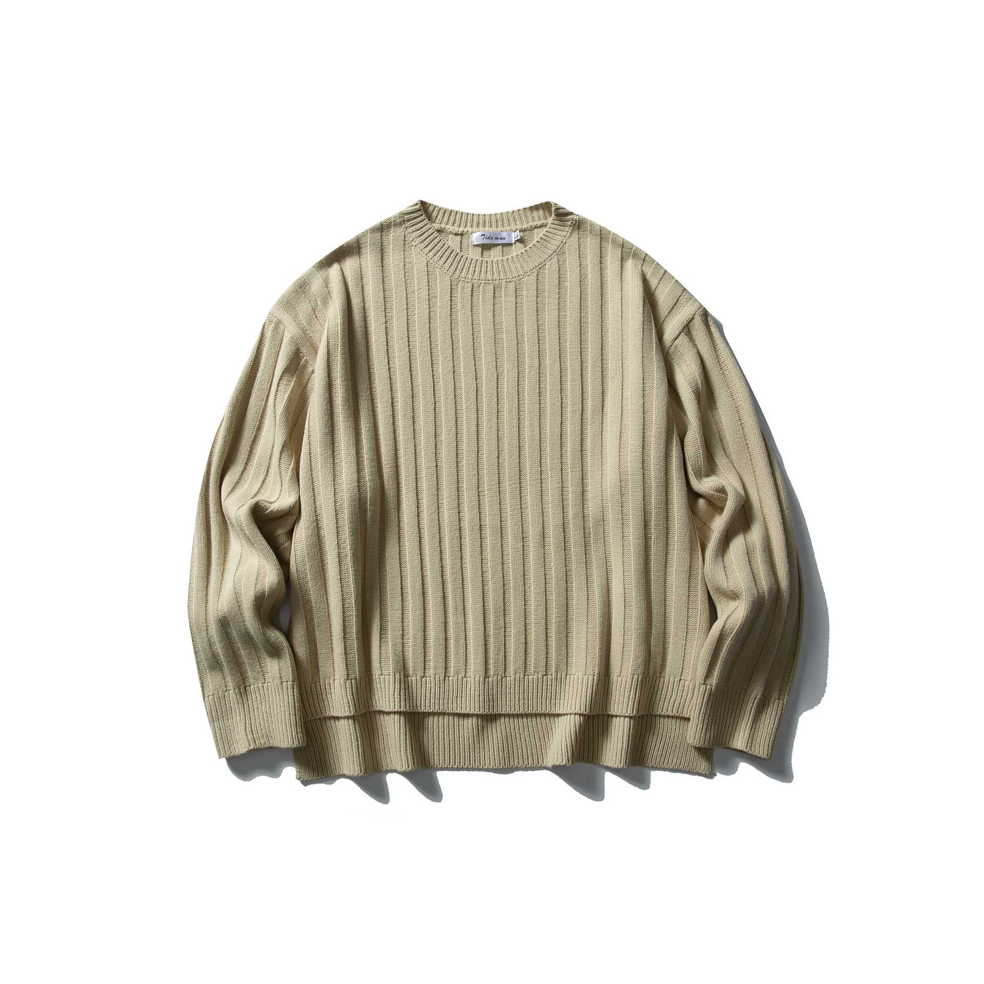 Unisex Coarse Ribbed Oversize Sweater with Round Neck