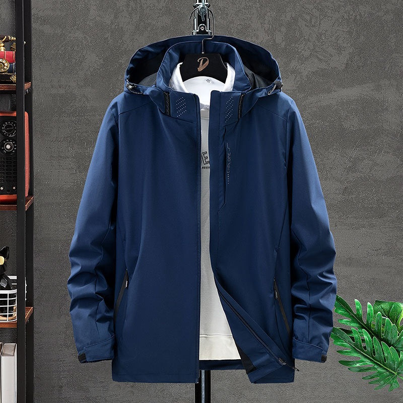 Men's Waterproof Softshell Jacket with Adjustable Hood, Taped Seams & Waterproof Front Chichicherry