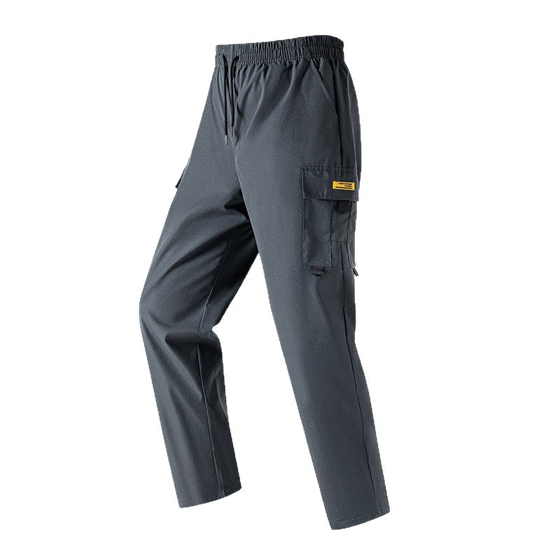 Men's Lightweight Utility Cargo Pants with Elastic Waistband, Drawstring & Side Flap Pocket Chichicherry