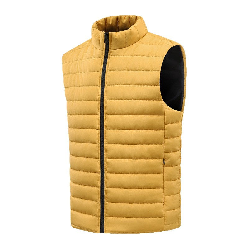 Men's lightweight quilted thermal vest with stand-up collar and full-length zipper Chichicherry