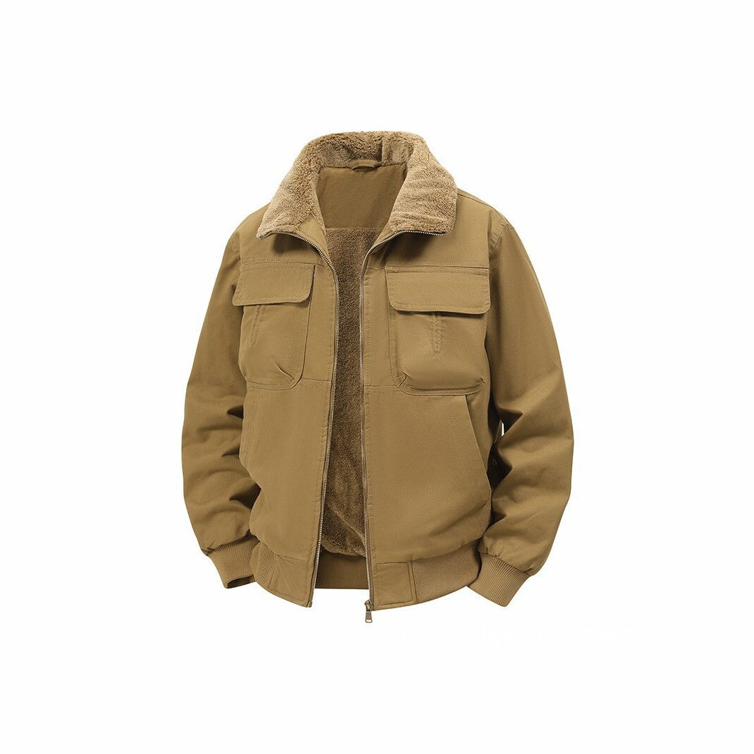 Men's thermo bomber jacket with full zip, sherpa collar, and utility pockets Chichicherry