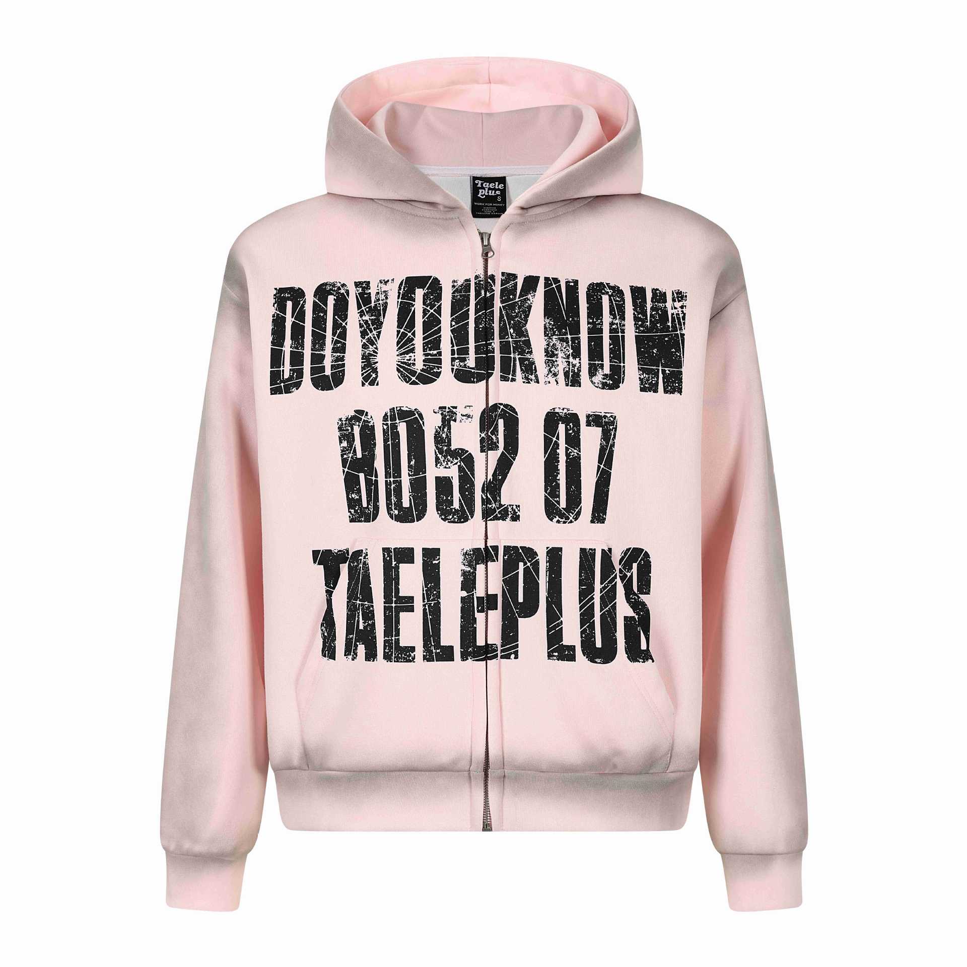 Unisex hooded jacket with full zip, large typo print and kangaroo pocket Chichicherry
