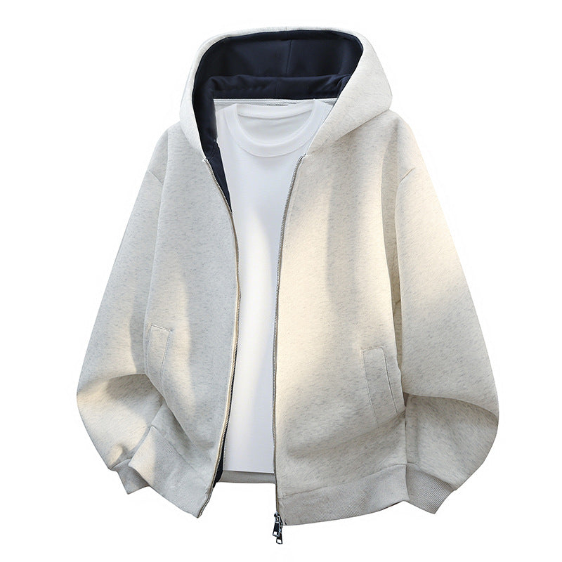 Men's Oversize Zip Hoodie with Contrast Lined Hood and Kangaroo Pockets Chichicherry