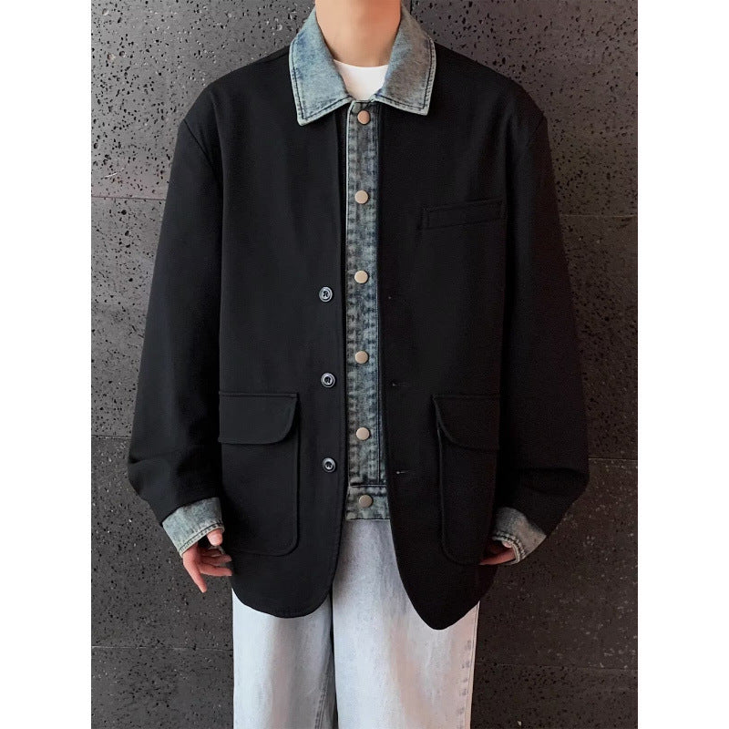 Herren Oversized Sakkojacke mit aufgesetzten Pattentaschen Chichicherry