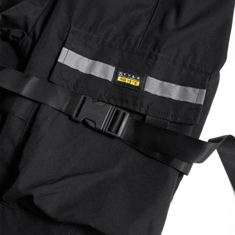 Men's Tech Cargo Jogger with tactical flap pockets, adjustable nylon straps, and elastic ankle hem Chichicherry