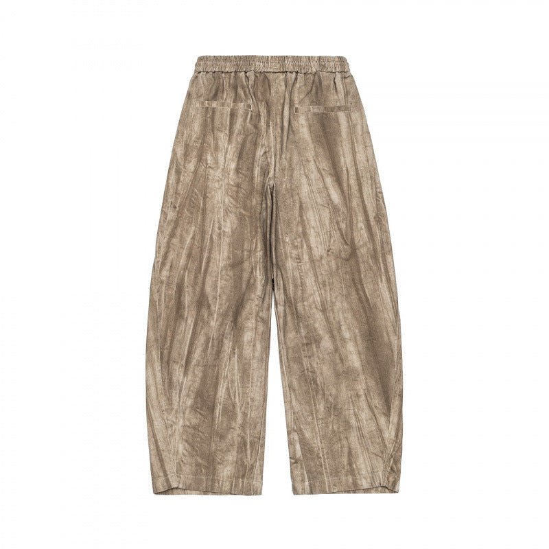 Unisex Wide Cropped Pants with Asymmetrical Layer Inserts, Elastic Waistband, and Coated Structure Chichicherry
