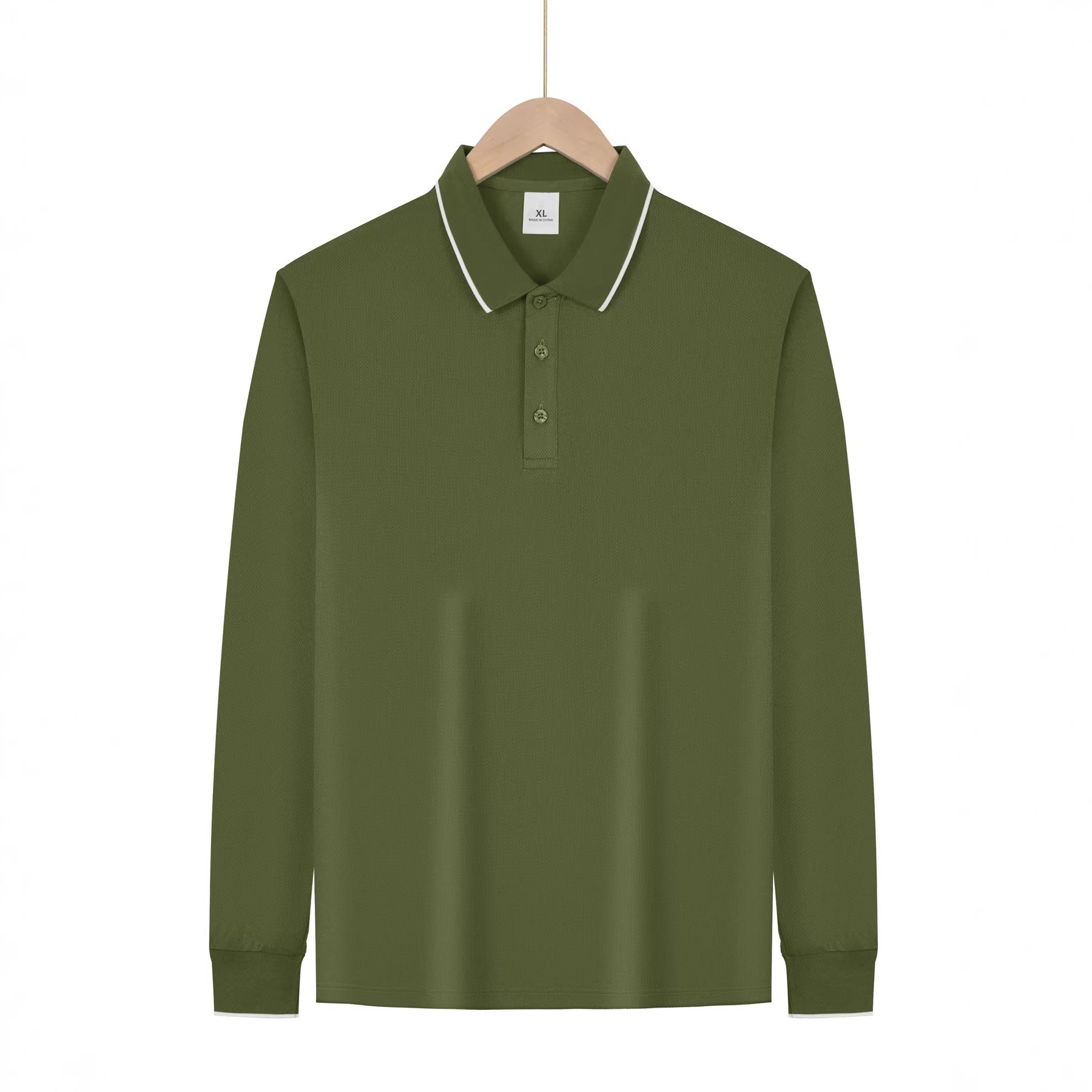 Men's Long Sleeve Pique Polo with Contrasting Collar and Cuffs Chichicherry