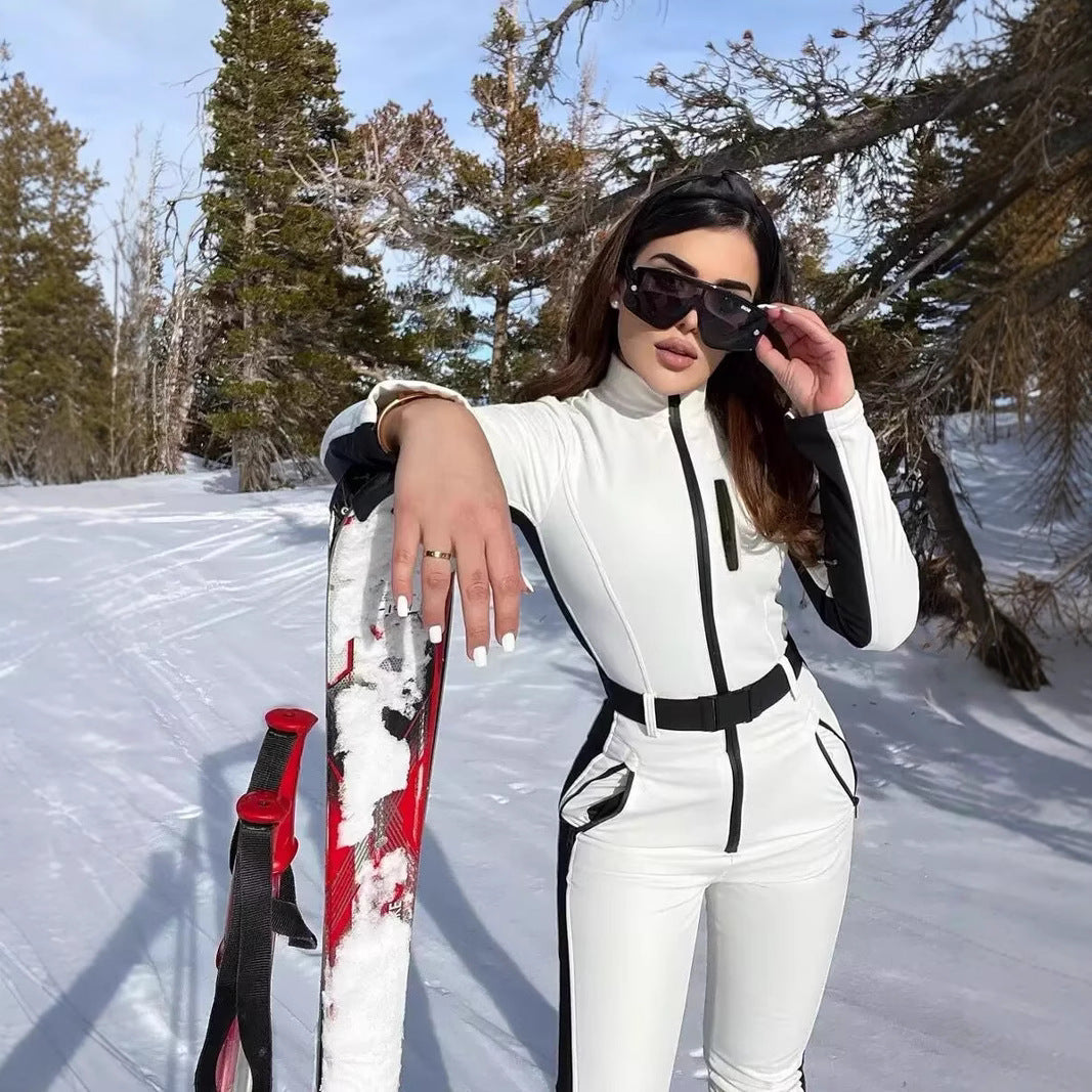 Women’s Utility Overall with High Collar, Functional Zippers and Waist Belt Chichicherry