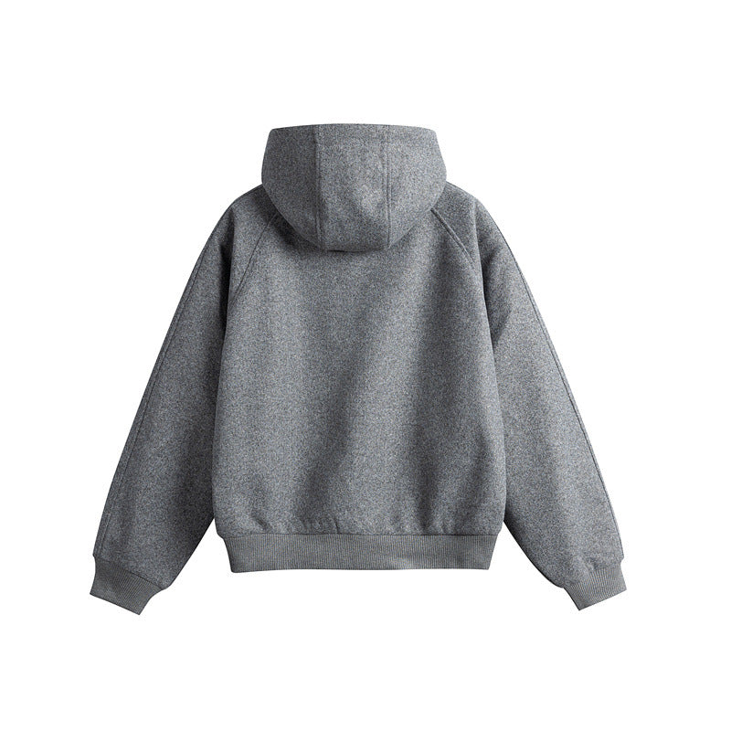 Unisex Oversize Hooded Sweatshirt made of Wool Blend with Zipper and Kangaroo Pockets Chichicherry