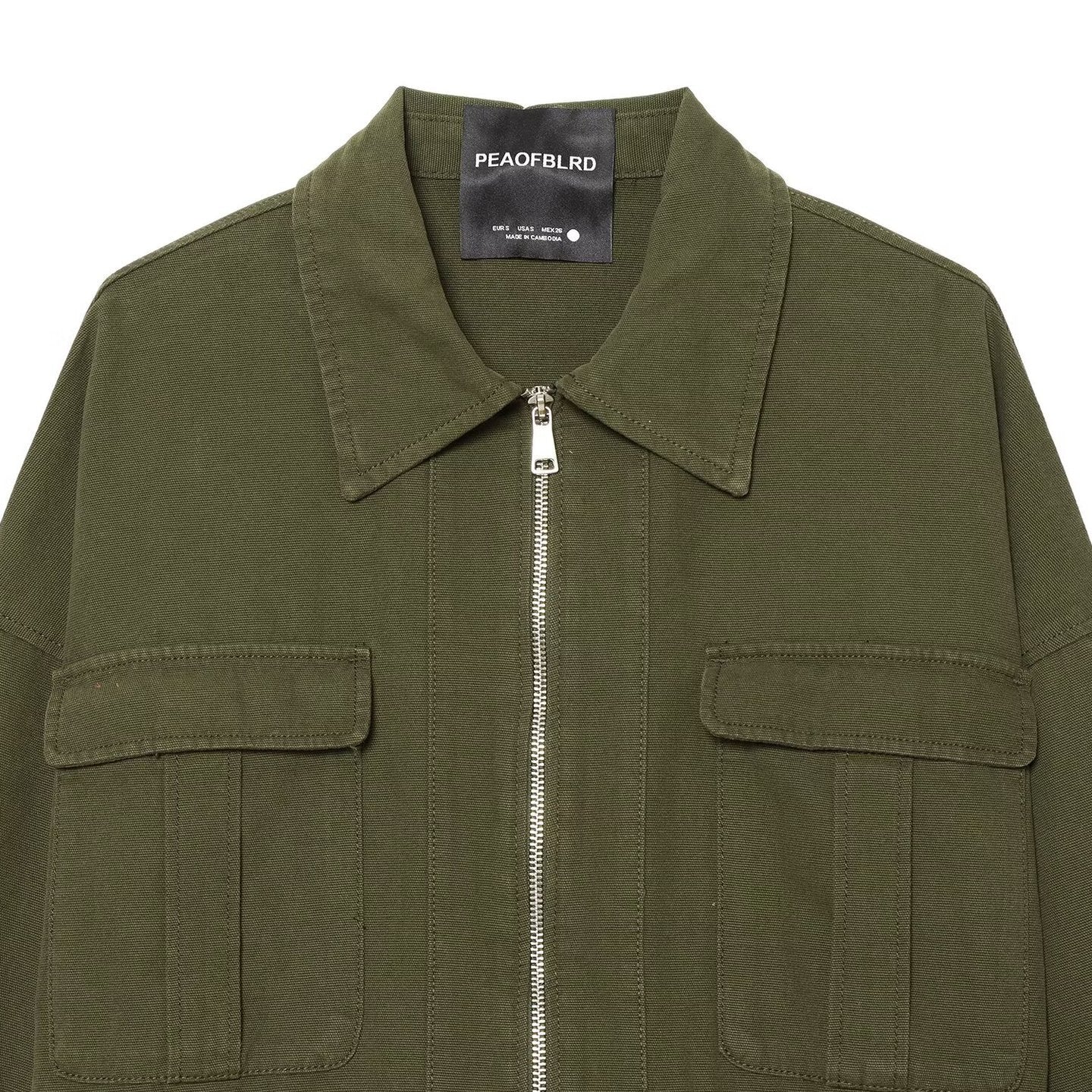 Women's Cropped Field Jacket with full-length zipper, flap pockets, and drawstring waist Chichicherry