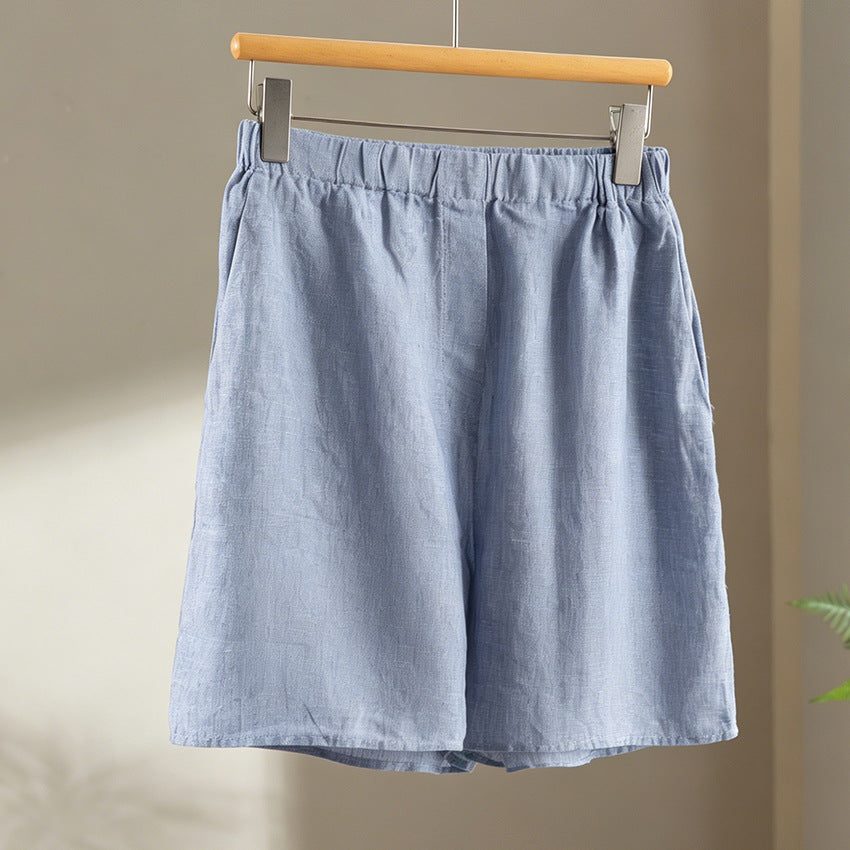 Men's Vintage Washed Linen Shirt with Chest Pocket and Rounded Hem Chichicherry