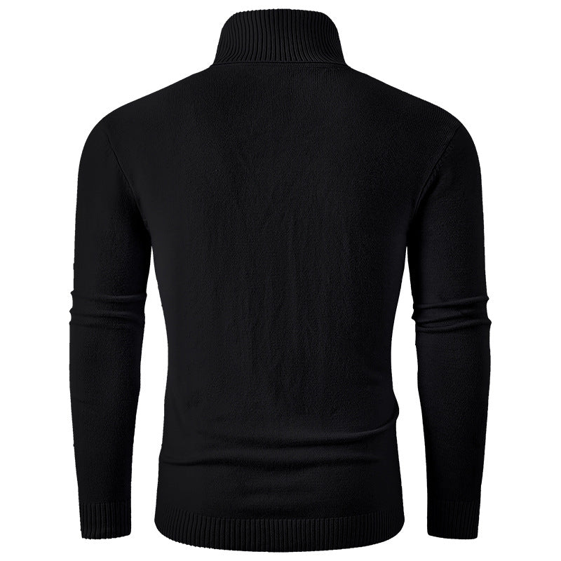 Men's turtleneck sweater made of fine knit with structured jacquard pattern and tailored fit Chichicherry