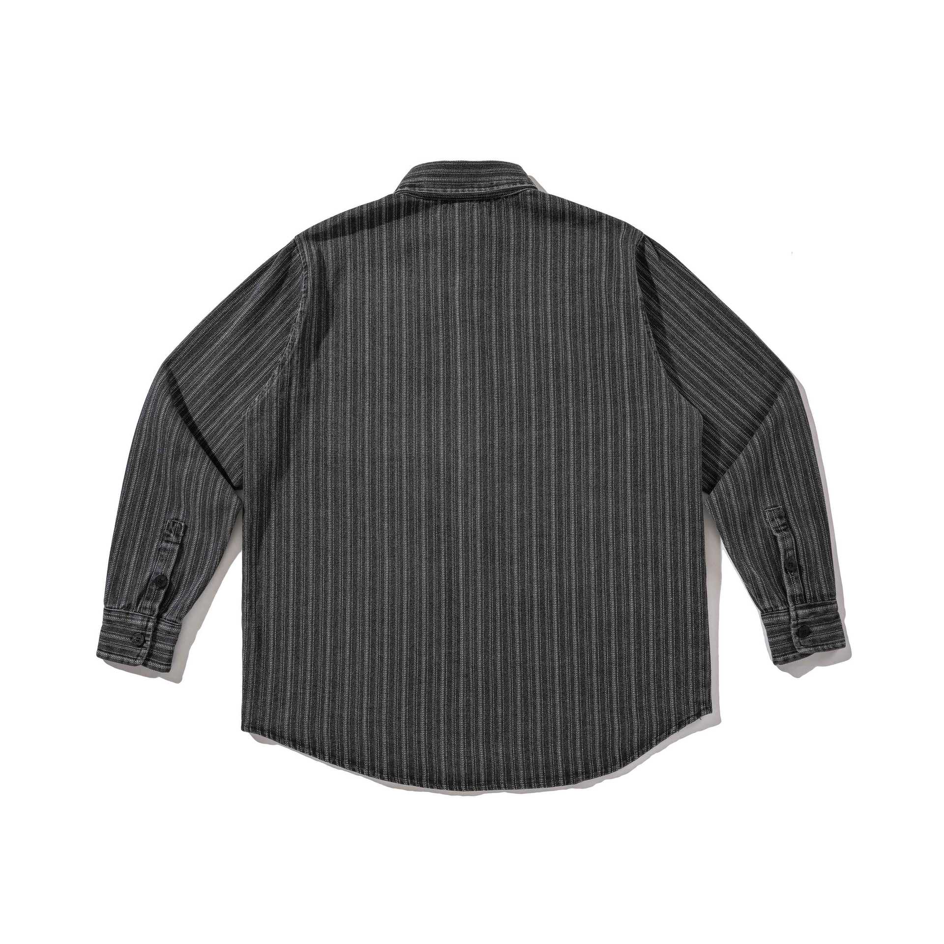 Men Striped Workwear Shirt with Chest Pocket Chichicherry