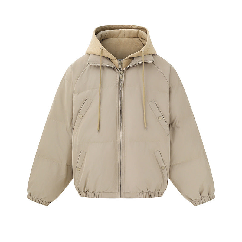 Unisex Short Boxy Quilted Hoodie with Fleece Lining and Elastic Hem Chichicherry