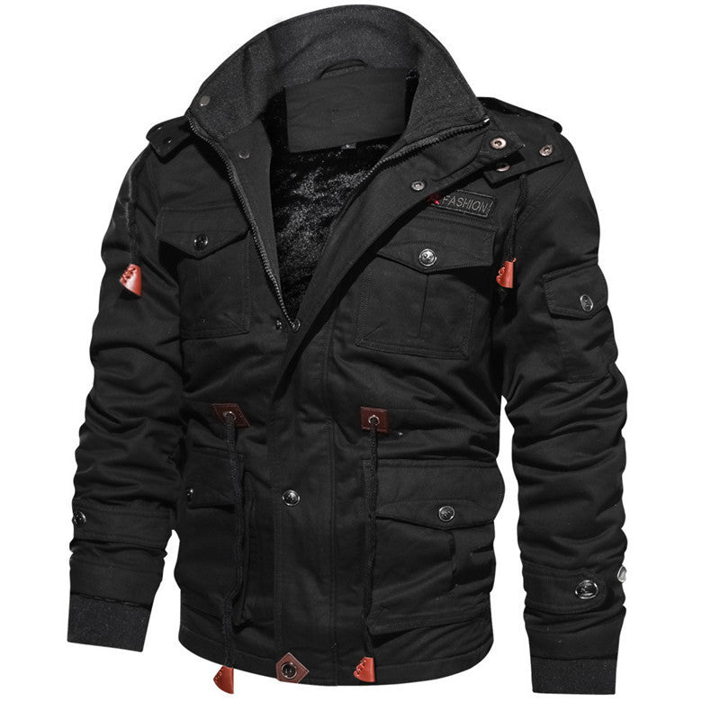 Men's urban canvas field parka in utility look with teddy fleece lining and multifunctional pockets Chichicherry