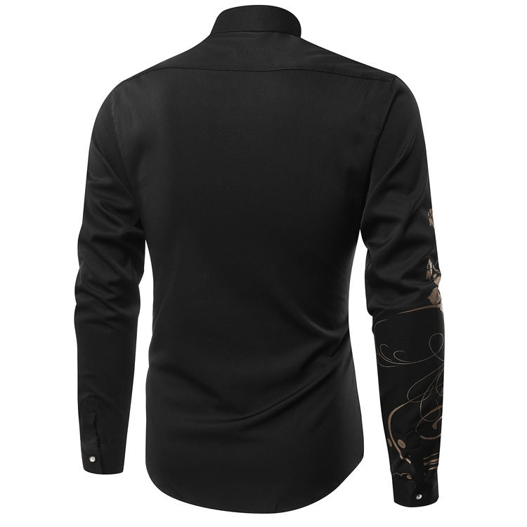 Men's Slim-Fit Shirt with Floral Allover Print, Long Sleeve and Stretch Cotton Blend Chichicherry