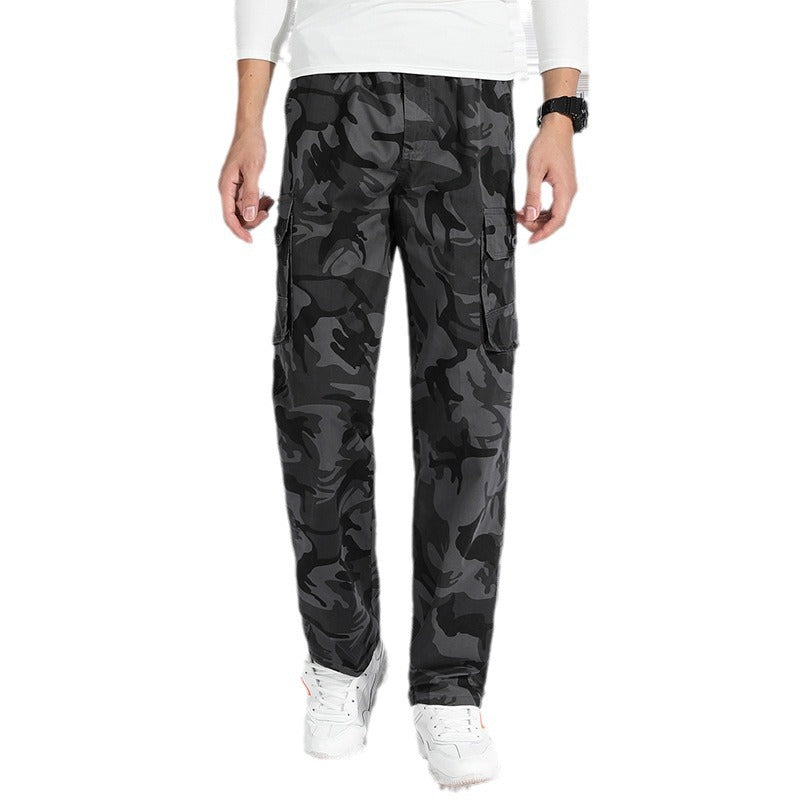 Men's Camouflage Cargo Pants in Army Style with Straight Cut, Multiple Pockets & Durable Seams Chichicherry