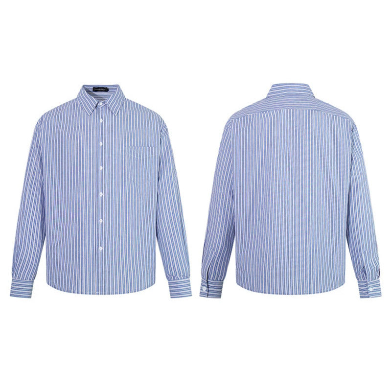 Men's Oversize Shirt made of cotton blend with fine stripes, Kent collar and chest pocket Chichicherry